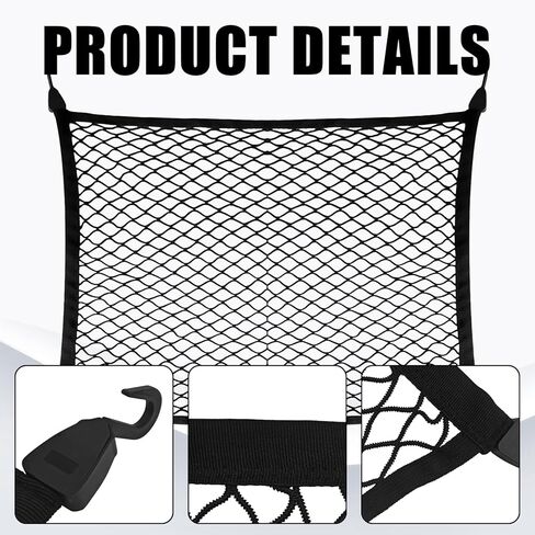 Elastic Cargo Net for SUV Trucks, Ceiling Cargo Net, Adjustable Trunk Mesh Net Organizer 32" X 24" Stretch to 63"X43" with Hooks, Universal Car Rear Trunk Bed Netting Storage Accessories（Black） in Saudi Arabia