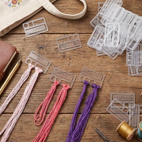 50PCS Embroidery Floss Bobbins, Clear Acrylic Embroidery Thread Cards, Cross Stitch Thread Organizer, Embroidery-Cards for DIY Craft and Sewing Storage (1.9x1.1 Inch) in Saudi Arabia
