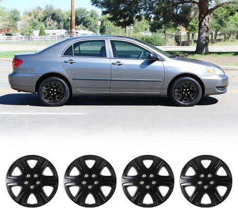15" Hubcaps Fit for Toyota Corolla 2009 2010 2011 2012 2013 2014 2015 2016 2017 2018 2019, R15 Wheel Rim Cover Replacement Snap On Steel Wheels, Set of 4, ABS & PC, Silver Lacquer in Kuwait