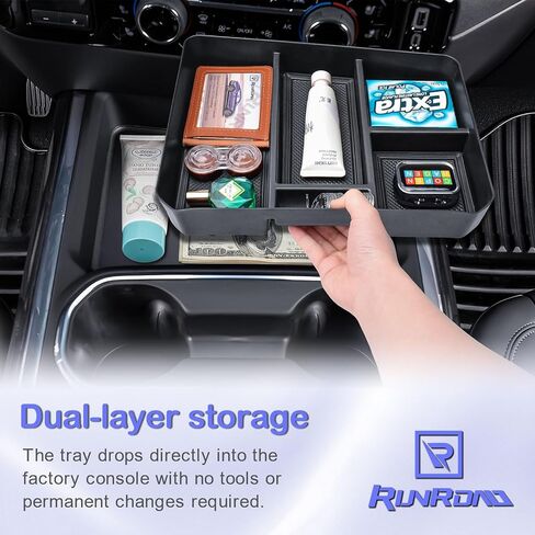 RUNROAD Center Console Organizer Tray Compatible with 2024-2026 Chevy Silverado 2500HD 3500HD Accessories, Armrest Tray For Silverado Middle Console Organizer (NOT Fit Front Triple/Split-Bench Seats) in Kuwait
