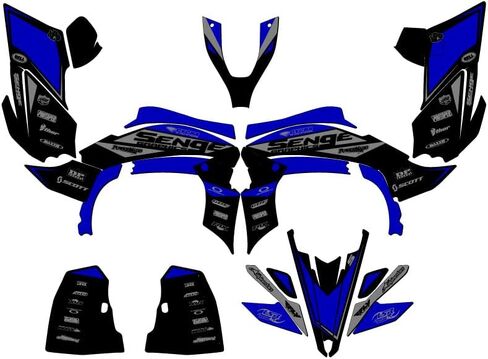 2009-2013 450R/450X (إطار من الألومنيوم EFI) YFZ 450 مجموعة رسومات ثنائية زرقاء Senge متوافقة مع Yamaha in Kuwait