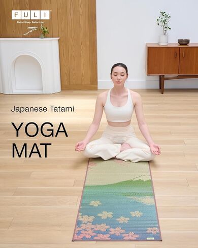 FULI Japanese Tatami Yoga Mat, Igusa Mat, Non Slip Exercise & Fitness Mats, Pilates & Floor Workouts, Made in Japan (1/4" Thick) in Saudi Arabia