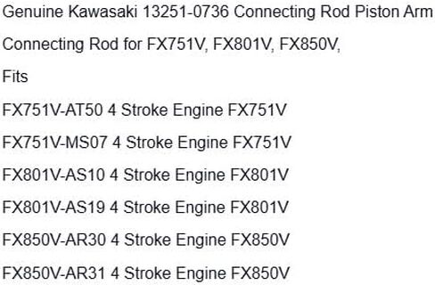 بديل لـ Kawasaki أصلي 13251-0736 ذراع مكبس قضيب التوصيل FX751V FX801V FX850V OEM in Kuwait
