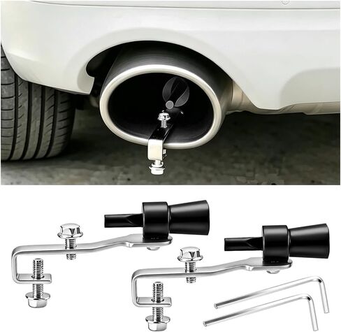 Zpana 2PCS Car Turbo Whistle, Aluminum Alloy Vehicle Turbo Sound Exhaust Muffler Roar Maker, Auto Blow off Valve Tip Simulator Tail Whistler Replacement, Universal for Most Vehicles (Black) in Kuwait