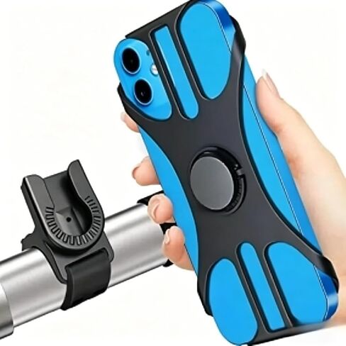 360 Rotatable Silicone Motorcycle Bicycle Phone Holder Stand Bracket GPS Support for iPhone 17 16 15 14 13 12 (White) in Kuwait