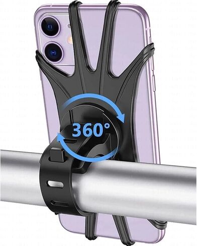 360 Rotatable Silicone Motorcycle Bicycle Phone Holder Stand Bracket GPS Support for iPhone 17 16 15 14 13 12 (White) in Kuwait