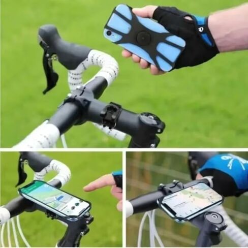 360 Rotatable Silicone Motorcycle Bicycle Phone Holder Stand Bracket GPS Support for iPhone 17 16 15 14 13 12 (White) in Kuwait