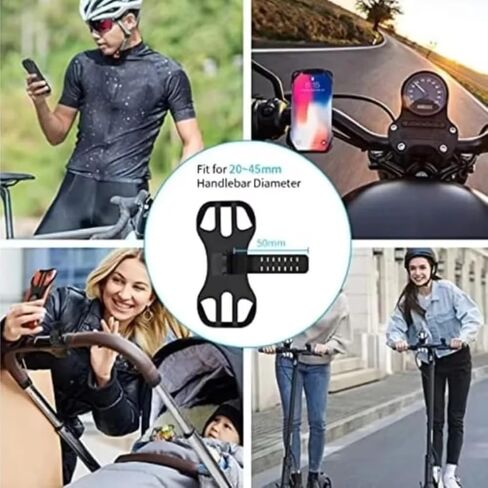 360 Rotatable Silicone Motorcycle Bicycle Phone Holder Stand Bracket GPS Support for iPhone 17 16 15 14 13 12 (White) in Kuwait