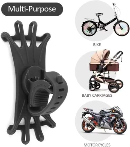 360 Rotatable Silicone Motorcycle Bicycle Phone Holder Stand Bracket GPS Support for iPhone 17 16 15 14 13 12 (White) in Kuwait