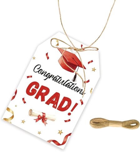 50pcs Freshly Graduated Thank You Tags, Lemon Graduation Gift Tag with String for Grad Party, Class of 2026 Thank You Paper Tags for Graduate Party Favors in Saudi Arabia