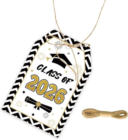 50pcs Freshly Graduated Thank You Tags, Lemon Graduation Gift Tag with String for Grad Party, Class of 2026 Thank You Paper Tags for Graduate Party Favors in Saudi Arabia