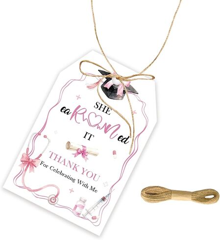 50pcs Freshly Graduated Thank You Tags, Lemon Graduation Gift Tag with String for Grad Party, Class of 2026 Thank You Paper Tags for Graduate Party Favors in Saudi Arabia