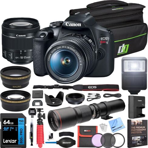 مجموعة أدوات Canon 2727C002 EOS Rebel T7 الرقمية ذات العدسة الأحادية العاكسة مقاس 18-55 مم f/3.5-5.6 is II مع حزمة حماية محسنة CPS لمدة 3 سنوات in Saudi Arabia