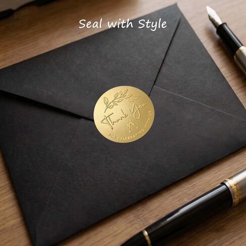 100 Pack Embossed Wedding Thank You Stickers, Gold or Silver Foil Round Favor Labels, “Thank You for Celebrating with Us" Envelope Seals for Party Favors, Invitations & Gift Packaging (Gold) in Saudi Arabia