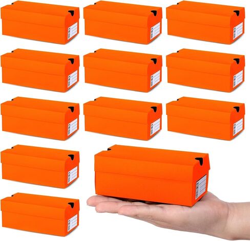 12 Sets Mini Shoe Gifts Boxes Mini Sneaker Boxes 4.7x2.5x2 Small Shoe Cases Cardboard Sports Theme Small Gift Case with Writable Label Birthday Party Favor for Candies Cookies Snacks Orange in Saudi Arabia