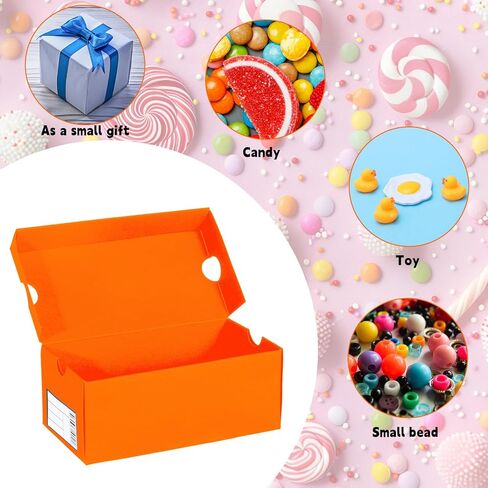 12 Sets Mini Shoe Gifts Boxes Mini Sneaker Boxes 4.7x2.5x2 Small Shoe Cases Cardboard Sports Theme Small Gift Case with Writable Label Birthday Party Favor for Candies Cookies Snacks Orange in Saudi Arabia