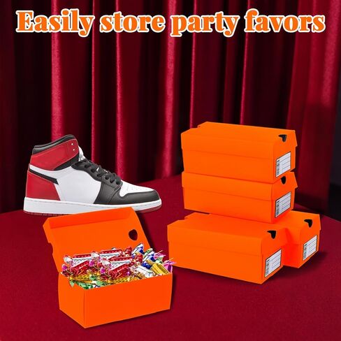 12 Sets Mini Shoe Gifts Boxes Mini Sneaker Boxes 4.7x2.5x2 Small Shoe Cases Cardboard Sports Theme Small Gift Case with Writable Label Birthday Party Favor for Candies Cookies Snacks Orange in Saudi Arabia