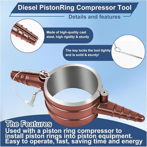 7040 Piston Ring Compressor Tool-Replaces PT-7040 5399448 5299339 5299447,with Adapter & Anti-Polishing Ring, 5.4" Bore Fits for Cummins ISX/QSX 15, Caterpillar 3400, 3406, 3408, 3412, C-15 in Saudi Arabia