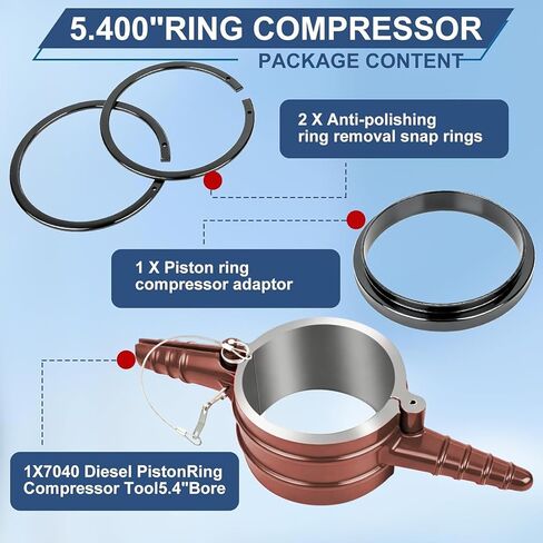 7040 Piston Ring Compressor Tool-Replaces PT-7040 5399448 5299339 5299447,with Adapter & Anti-Polishing Ring, 5.4" Bore Fits for Cummins ISX/QSX 15, Caterpillar 3400, 3406, 3408, 3412, C-15 in Saudi Arabia
