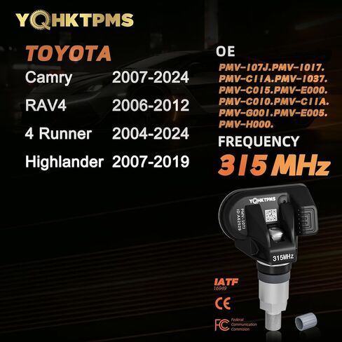 TPMS Toyota 315MHz Pre-Programmed,New Upgraded TPMS Sensor Compatible with Camry 2007-2024|Highlander 2007-2019|RAV4 2006-2012|4 Runner 2004-2024/OE#PMV-107J.PMV-C010(Set of 4) in Saudi Arabia