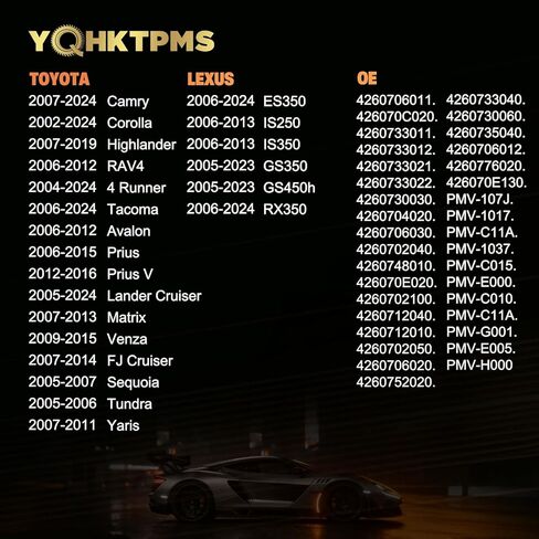 TPMS Toyota 315MHz Pre-Programmed,New Upgraded TPMS Sensor Compatible with Camry 2007-2024|Highlander 2007-2019|RAV4 2006-2012|4 Runner 2004-2024/OE#PMV-107J.PMV-C010(Set of 4) in Saudi Arabia