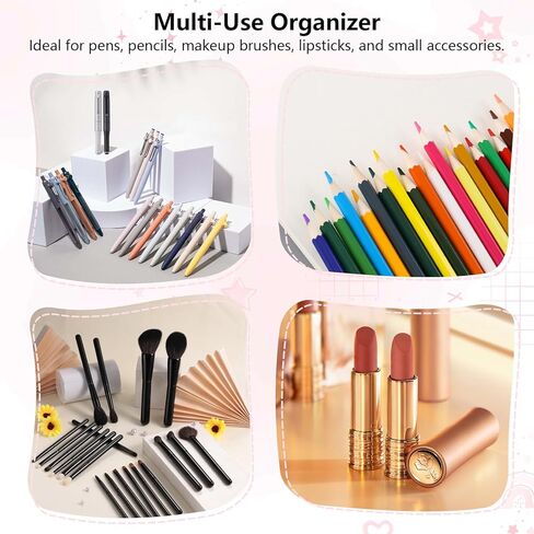 Nirvany Acrylic Pen Holder for Desk, Cute Clear Pencil Organizer & Makeup Brush Holder with Bow Back To School Accessories for Office, Home, School, Kitchen in Saudi Arabia