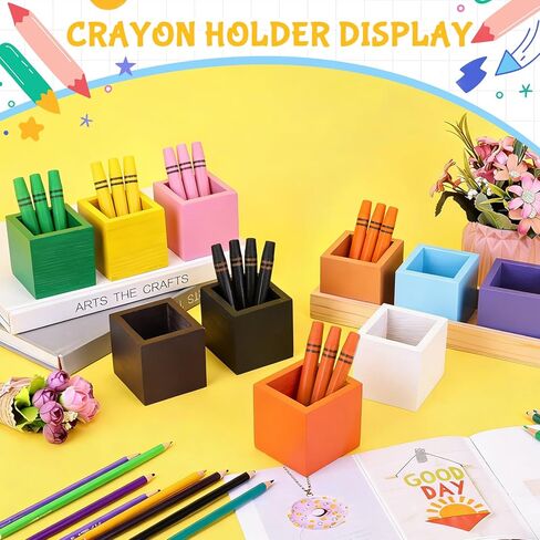 Montessori Wooden Crayon Holder (2 Pack) - 12 Removable Cups for Color Sorting & Organizing - Premium Beech Wood Pencil Organizer for Kids, Classroom Storage Caddy for Pencils & Markers in Kuwait