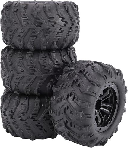 RC Car Tires, 4PCS 85mm 12mm Hex Rubber Tires with Excellent Grip for 1/14 1/16 Scale RC Cars, Compatible with MJX HBX in Kuwait
