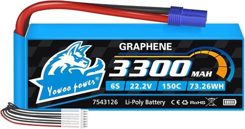 Yowoo 6S RC Lipo Battery 3300mAh 150C 22.2v Graphene Batteries with EC5 Plug for Align Trex 500-550 Goblin 500 Goblin 630 Gaui Helicopter RC Car Boat Truck Heli Airplane Quadcopter in Saudi Arabia