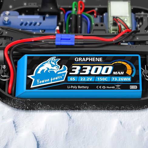 Yowoo 6S RC Lipo Battery 3300mAh 150C 22.2v Graphene Batteries with EC5 Plug for Align Trex 500-550 Goblin 500 Goblin 630 Gaui Helicopter RC Car Boat Truck Heli Airplane Quadcopter in Saudi Arabia