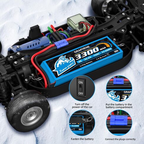 Yowoo 6S RC Lipo Battery 3300mAh 150C 22.2v Graphene Batteries with EC5 Plug for Align Trex 500-550 Goblin 500 Goblin 630 Gaui Helicopter RC Car Boat Truck Heli Airplane Quadcopter in Saudi Arabia