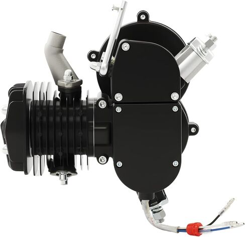 2 Stroke Bicycle Engine Motor, 1.65 HP 80CC Petrol Gas Motor Engine Single Cylinder Air-Cooled Pull Start Black Gasoline Engine with 0.53gal/62mile for 26" 28" Bikes 5500Rpm (Silver) in Saudi Arabia