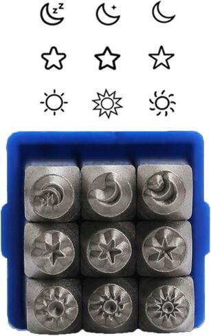 9Pcs Metal Stamping Tool Set 1/8'' (3mm), Steel Sun and Star Punch Set Leather Stamp for Jewelry Making Craft in Saudi Arabia