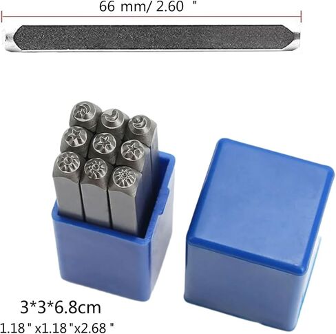 9Pcs Metal Stamping Tool Set 1/8'' (3mm), Steel Sun and Star Punch Set Leather Stamp for Jewelry Making Craft in Saudi Arabia