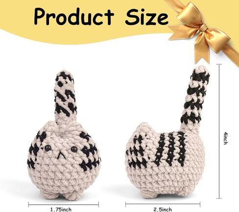3 pcs Crochet Cats for Desk Decor, Cute Mini Handmade Knitted Cats for Shelf or Office Decor, Gifts for Women and Cat Lovers in Saudi Arabia