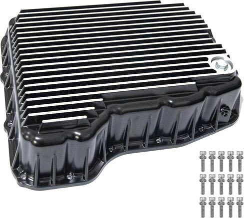 Aluminum Transmission Pan Compatible with Dodge Ram 6.7L Cummins Diesel 2007-2018 68RFE - Deep Sump with Cooling Fins & Magnetic Drain Plug - Includes Gasket & Bolts Kit Replaces 228052110 in Saudi Arabia