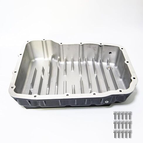 Aluminum Transmission Pan Compatible with Dodge Ram 6.7L Cummins Diesel 2007-2018 68RFE - Deep Sump with Cooling Fins & Magnetic Drain Plug - Includes Gasket & Bolts Kit Replaces 228052110 in Saudi Arabia