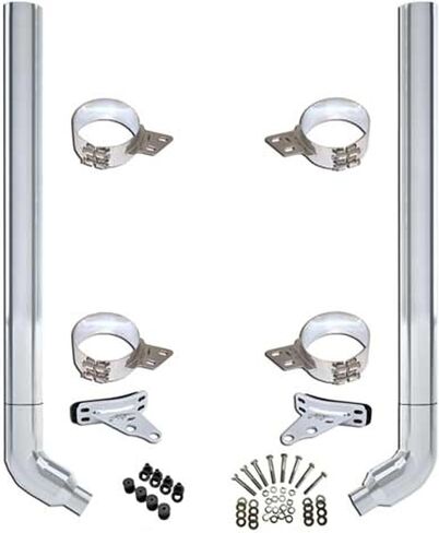 Technical Precision Replacement for Peterbilt 389 Glider Year 2021 7-5 X 96 INCH Chrome KIT with Flat TOP Stacks and OE Style Elbows in Kuwait