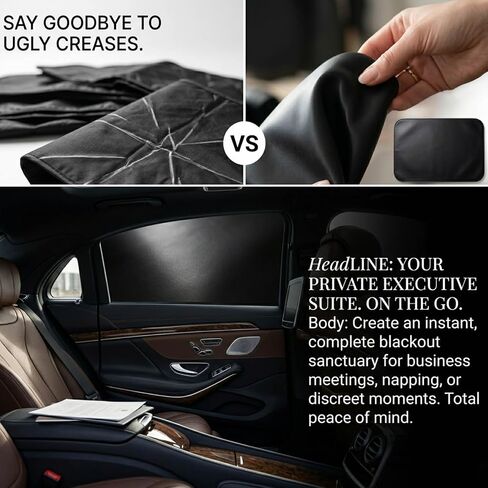 Side Window Shade Car Curtains - Leather Sun Shades Magnetic 100% Block Light Car Window Covers with Cooler Feeling (Black Leather, 4pcs) in Saudi Arabia