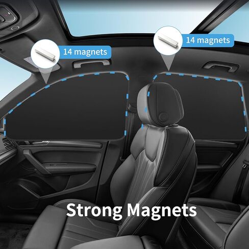 Side Window Shade Car Curtains - Leather Sun Shades Magnetic 100% Block Light Car Window Covers with Cooler Feeling (Black Leather, 4pcs) in Saudi Arabia