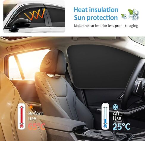 Side Window Shade Car Curtains - Leather Sun Shades Magnetic 100% Block Light Car Window Covers with Cooler Feeling (Black Leather, 4pcs) in Saudi Arabia