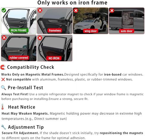Side Window Shade Car Curtains - Leather Sun Shades Magnetic 100% Block Light Car Window Covers with Cooler Feeling (Black Leather, 4pcs) in Saudi Arabia
