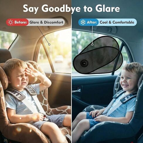 2 PCS Car Window Shade for Baby, Rotatable Car Window Shades with Suction Cup, 15.7" × 8.2" Adjustable Side Windows Sun Visor, Fit for Cars, SUV, Truck (Black) in Saudi Arabia