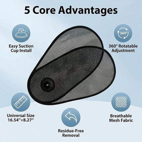 2 PCS Car Window Shade for Baby, Rotatable Car Window Shades with Suction Cup, 15.7" × 8.2" Adjustable Side Windows Sun Visor, Fit for Cars, SUV, Truck (Black) in Saudi Arabia