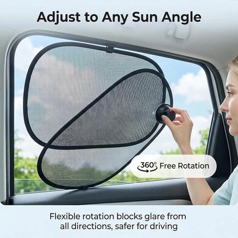 2 PCS Car Window Shade for Baby, Rotatable Car Window Shades with Suction Cup, 15.7" × 8.2" Adjustable Side Windows Sun Visor, Fit for Cars, SUV, Truck (Black) in Saudi Arabia