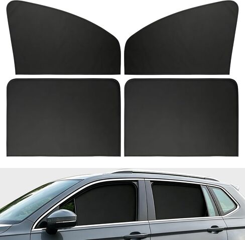4PCS Car Side Window Sun Shades, Magnetic Front & Rear for UV/Heat Protection and Privacy - Fits Most Sedans, SUVs, Trucks (Front: 13-18.9" H x 24.4" L, Rear: 18.9" H x 31.1" L) in Saudi Arabia