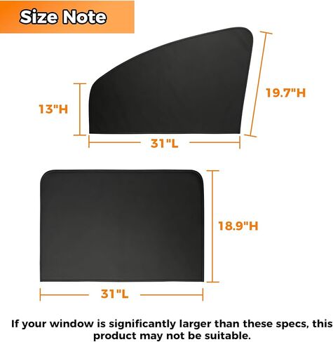 4PCS Car Side Window Sun Shades, Magnetic Front & Rear for UV/Heat Protection and Privacy - Fits Most Sedans, SUVs, Trucks (Front: 13-18.9" H x 24.4" L, Rear: 18.9" H x 31.1" L) in Saudi Arabia