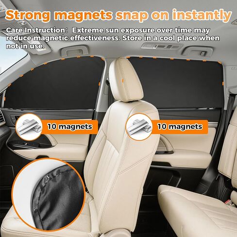 4PCS Car Side Window Sun Shades, Magnetic Front & Rear for UV/Heat Protection and Privacy - Fits Most Sedans, SUVs, Trucks (Front: 13-18.9" H x 24.4" L, Rear: 18.9" H x 31.1" L) in Saudi Arabia