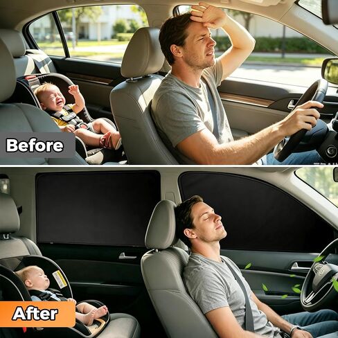 4PCS Car Side Window Sun Shades, Magnetic Front & Rear for UV/Heat Protection and Privacy - Fits Most Sedans, SUVs, Trucks (Front: 13-18.9" H x 24.4" L, Rear: 18.9" H x 31.1" L) in Saudi Arabia