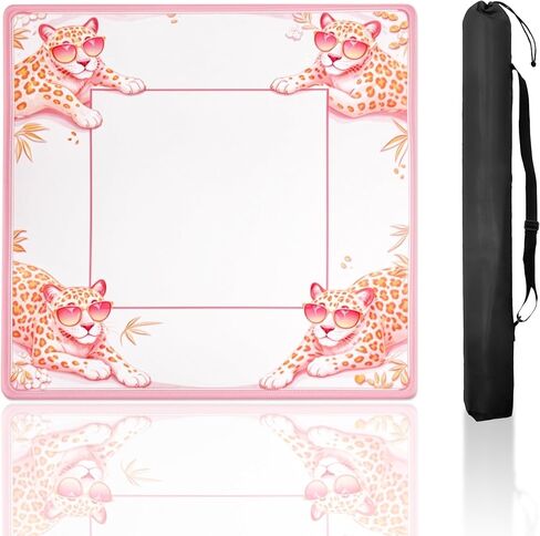 Mahjong Mat 32x32 Inch Hand-Drawn Style Non-Slip Style Quiet Play Mat with Rules Anti-Wrinkle Waterproof Suitable for Trendy Parties Poker Board Games Dominoes in Saudi Arabia